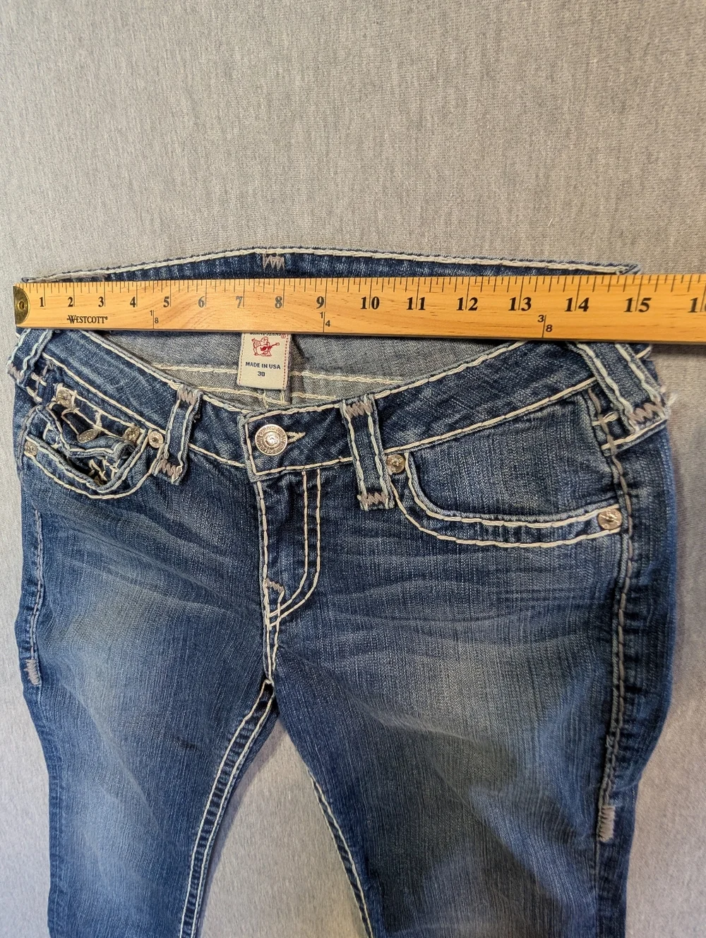 True Religion Billy Super T Jeans Women's 30 Blue Embroidered - Picture 3 of 14